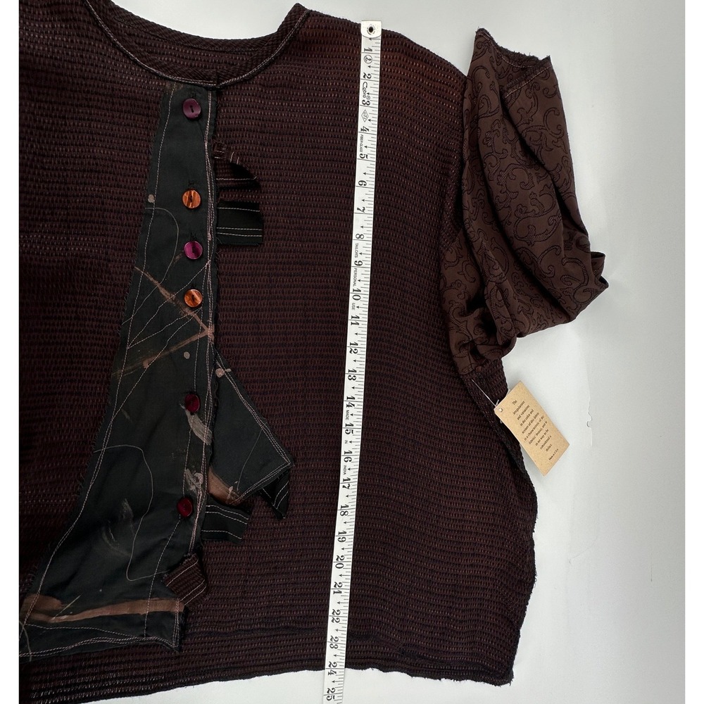 Everything Works Donna Jessica Jacket Top Women Brown Patchwork Lagenlook L - Picture 9 of 10